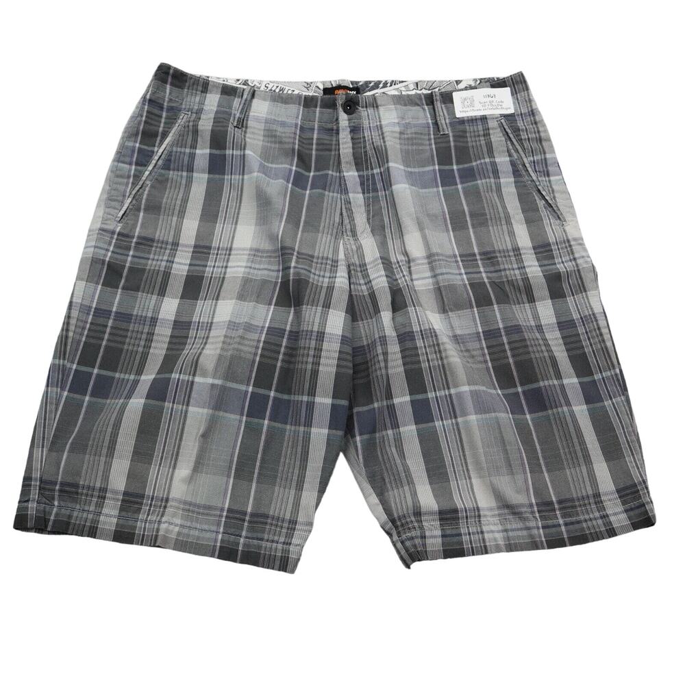 Amplify Shorts Mens 38 Gray Plaid Cotton Blend Summer Casual Chino Bottom Wear